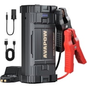 AVAPOW Car Jump Starter, 3000A Peak 23800mAh Battery Jump Booster, 12V Portable Jump Box for Up to 8L Gas 8L Diesel Engine, Battery Starter with Jumper Cables, LCD Display, Lights
