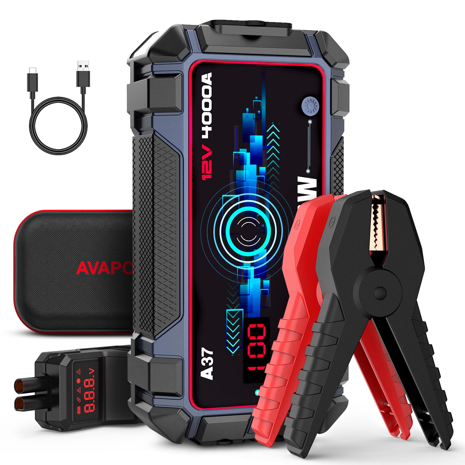 AVAPOW Car Battery Jump Starter 4000A Peak,12V Portable Jumpstart Box for  up to 10L Gas 10L Diesel Engine with Booster Function,PD 60W Fast Charging