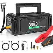 AVAPOW Jump Starter with Air Compressor, 12V 4000A Portable Jump Box（Up to 8L Gas&8L Diesel）with Force Start Function, 150 PSI Portable Tire Inflator with 60W Fast Charging