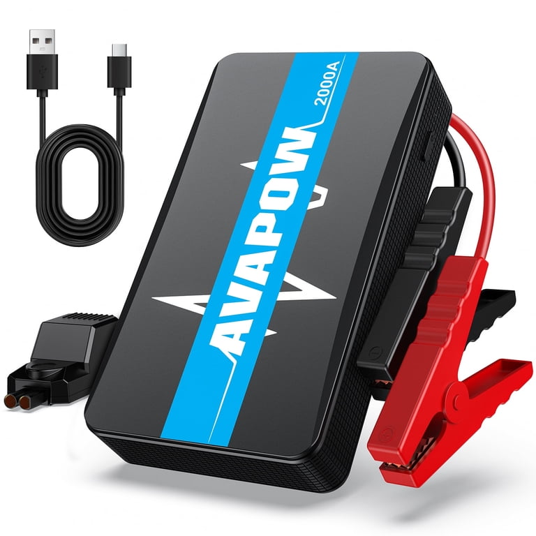 battery booster box walmart Generic Jump in Car Jump Starters featuring two USB output ports (5V/2A) and a 12V DC output AVAPOW Car Jump Starter,2000A Peak