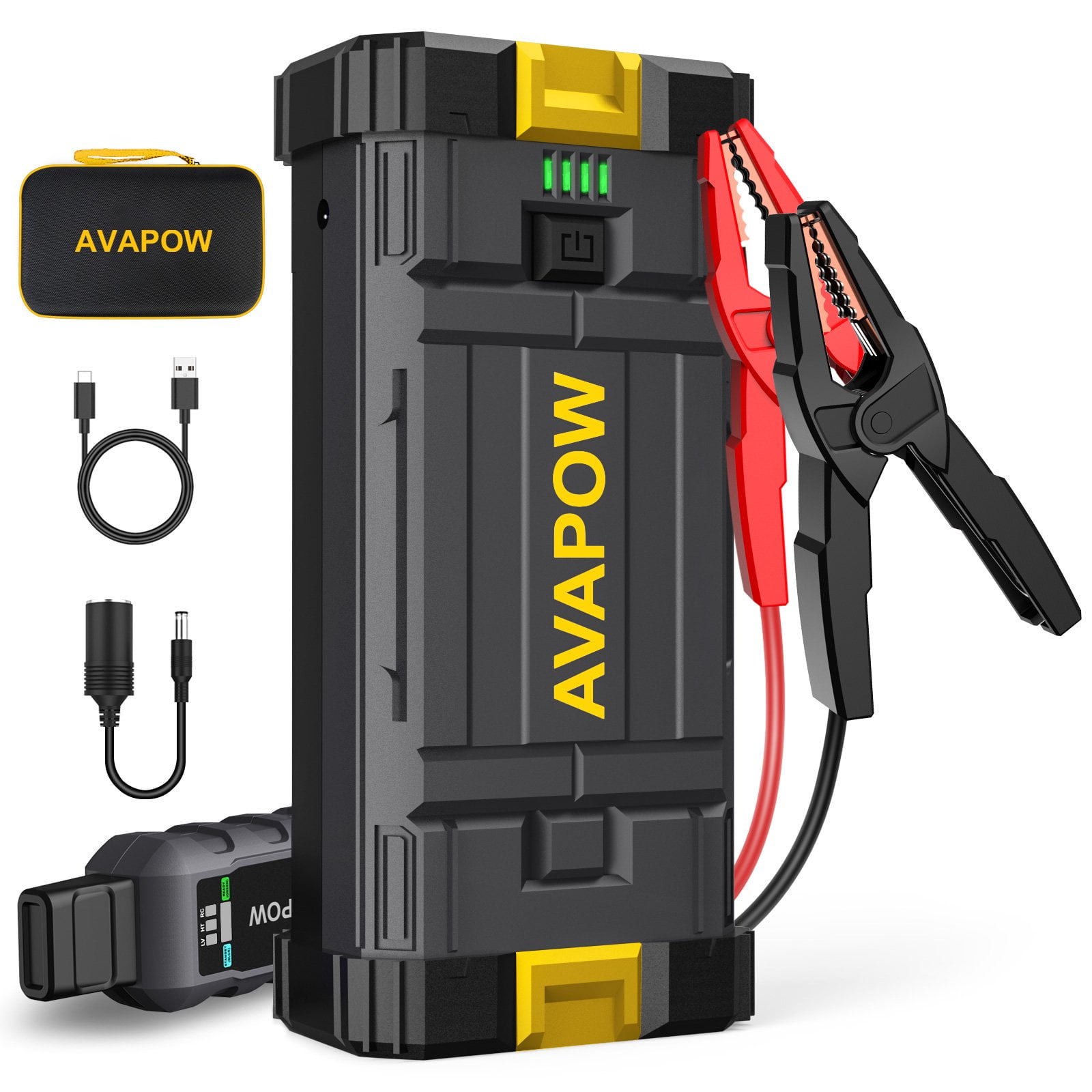 AVAPOW Car Jump Starter, 4000A Peak 27800mAh Battery Jump Starter (for All  Gas or Up to 10L Diesel), Battery Booster Power Pack, 12V Auto Jump Box  with LED Light, USB Quick Charge