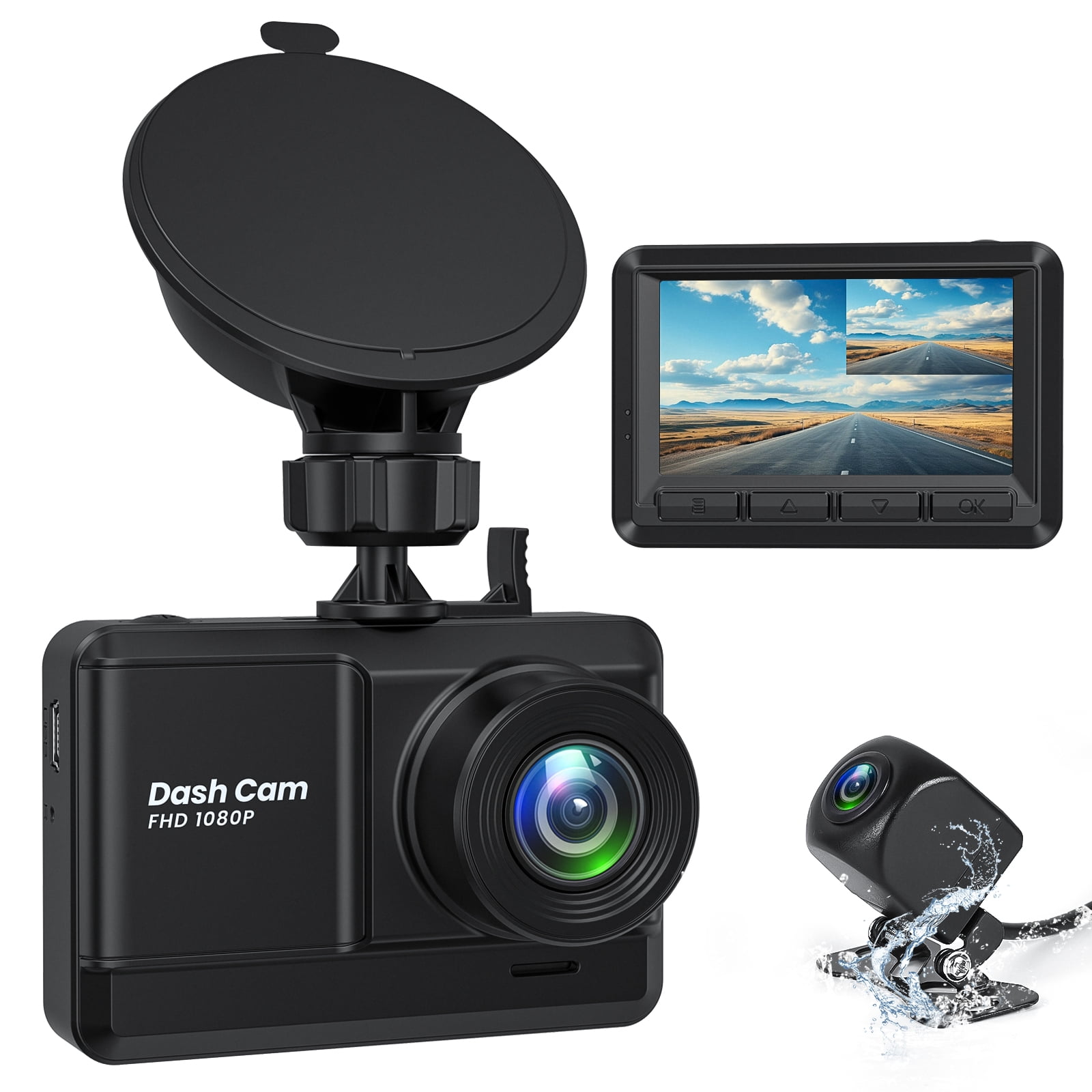 NEXPOW Dash Cam Front and Rear, 1080P Full HD Dash Camera, Car Camera