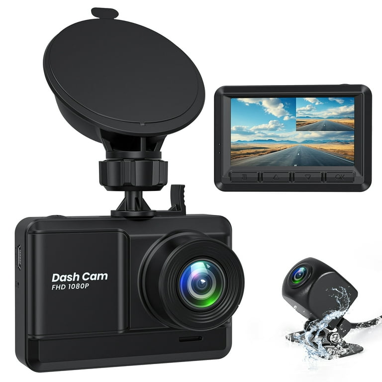 AVAPOW Dash Cam Front and Rear, Dash Cam 1080P Full HD with 2.45 IPS  Screen, Night Vision, WDR, Accident Lock, Loop Recording, Parking Monitor,  SD Card NOT Included 