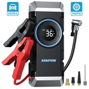 AVAPOW 4000A Jump Starter with Air Compressor, 150 PSI Tire Inflator, Car Battery Booster for 10.0L Gas & 8.0L Diesel, 12V Portable Emergency Tool with LED Light