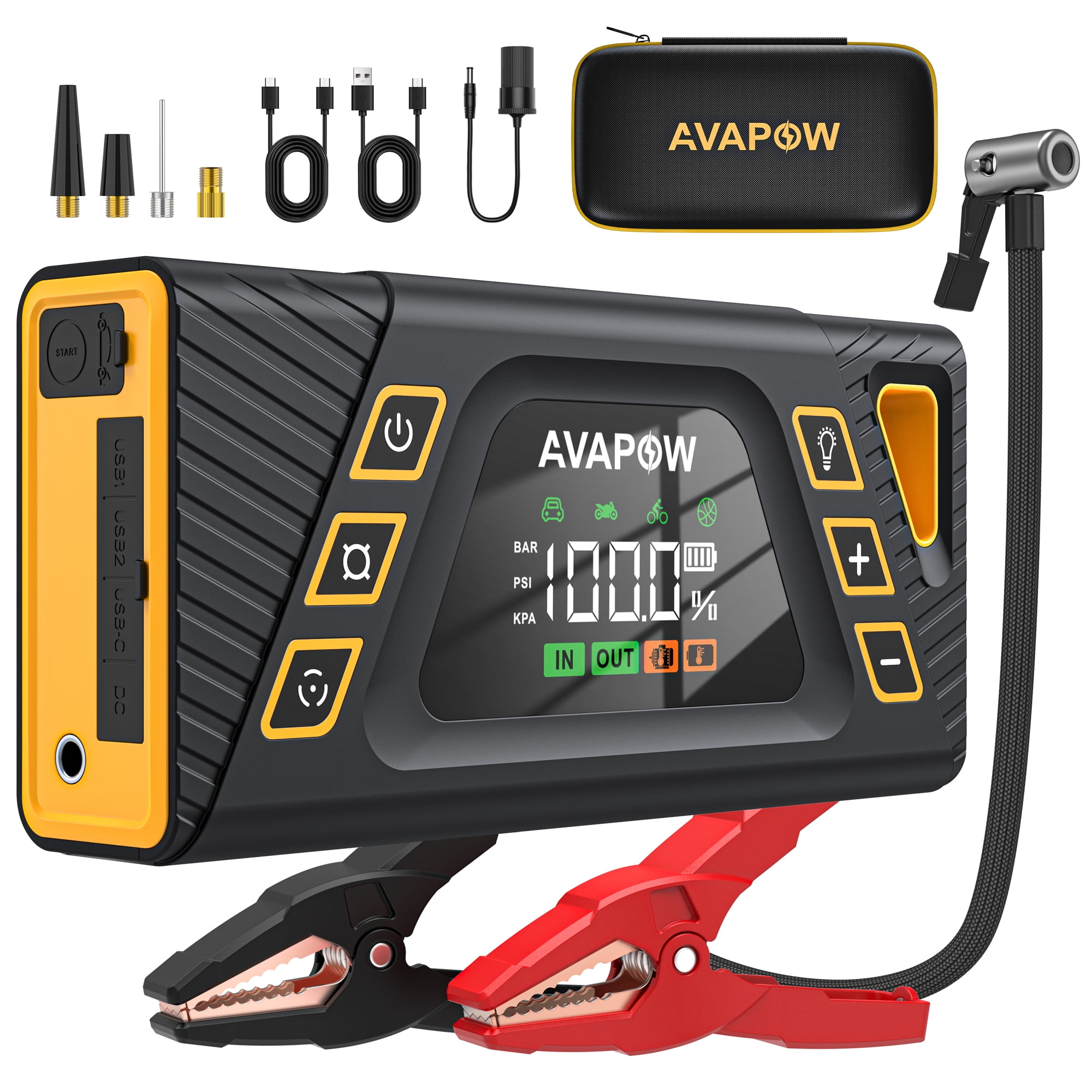 AVAPOW Jump Starter with Air Compressor, 150PSI 60
