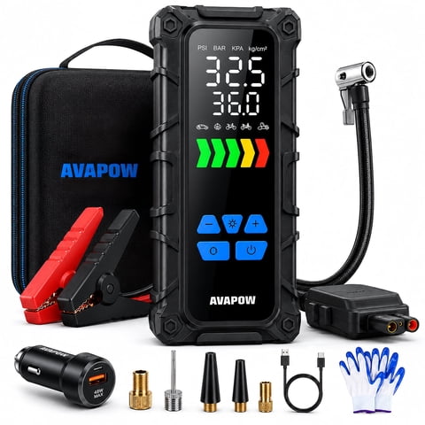 AVAPOW 8000A Jump Starter with Air Compressor, 180 PSI Tire Inflator, 38800mAh Power Bank & 12V Battery Booster for All Gas/10L Diesel