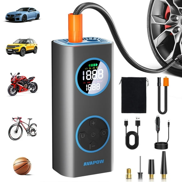 AVAPOW Tire Inflator, Portable Air Compressor 150PSI, Air Pump for Car Tires with Digital Gauge, Auto Shut-Off, LED Light, for Car, Bike, Motorcycle, Balls