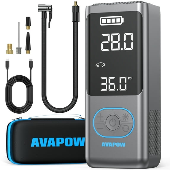 AVAPOW Tire Inflator Portable Air Compressor, 150PSI Air Pump for Car Tires with Tire Pressure Gauge, 8000 mAh Portable Tire Inflator for Car, Motorcycle, Bicycle and More