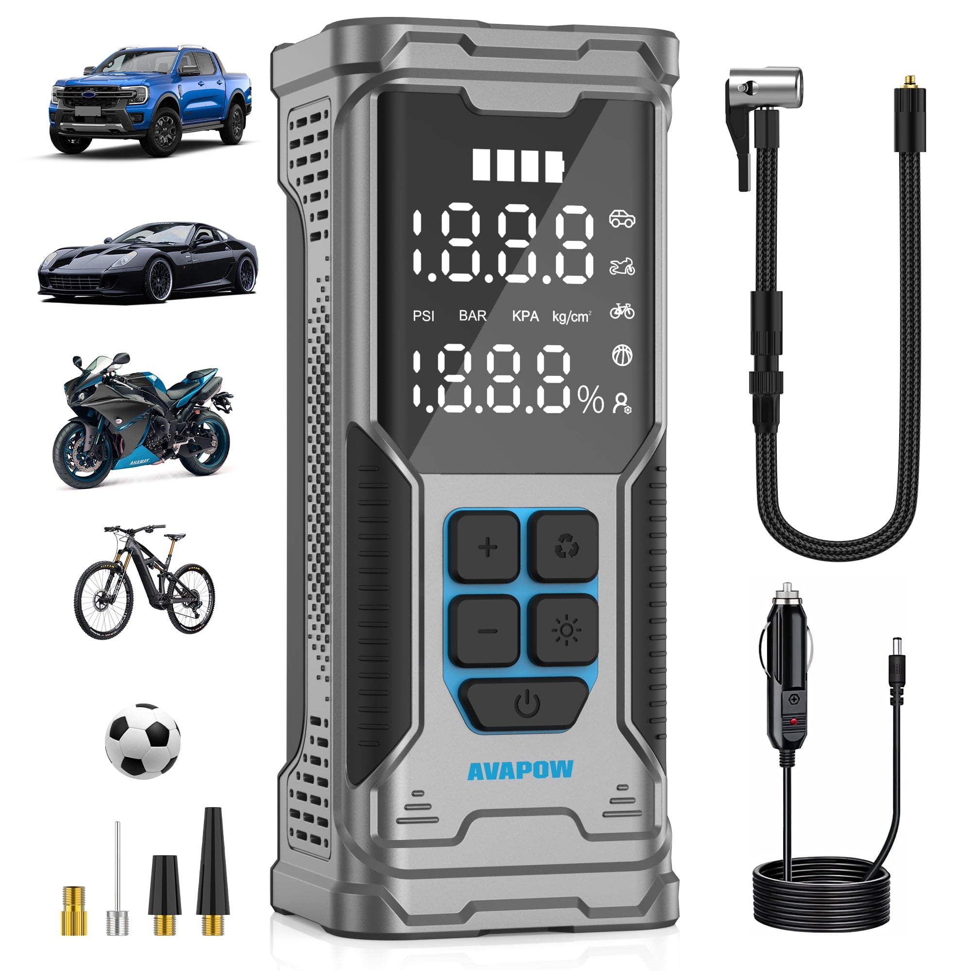 Walmart savings: AVAPOW Cordless Tire Inflator, 180PSI Portable Air Compressor, Air Pump for Car Tires with Digital Pressure Gauge, LED Light, Auto Shutoff