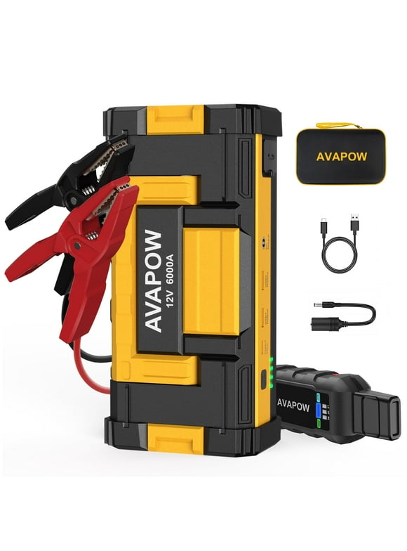 AVAPOW W68 6000A Car Battery Jump Starter(for All Gas or up to 12L Diesel) , Yellow
