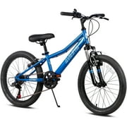 AVASTA 20'' Big Kids Mountain Bike for Age 6 7 8 9 10 11 12 Years Old Boys Girls Teen with Suspension Fork Front & Rear Dual Hand Brakes 6 Speeds Drivetrain, Blue