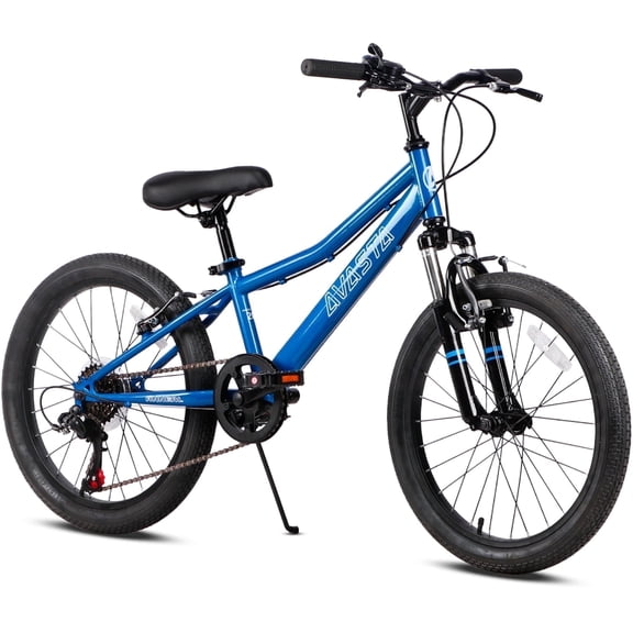 AVASTA 20'' Big Kids Mountain Bike for Age 6 7 8 9 10 11 12 Years Old Boys Girls Teen with Suspension Fork Front & Rear Dual Hand Brakes 6 Speeds Drivetrain, Blue