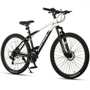 AVASTA 26-inch Mountain Bike for Man Male and Woman Female Adult with Lightweight Aluminum Alloy Frame and Dual Disc Brakes,Front Suspension,21-Speed Gear Shifters,Hidden Brake Cables,Color White