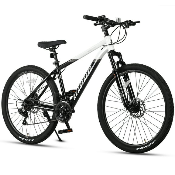 AVASTA 26-inch Mountain Bike for Man Male and Woman Female Adult with Lightweight Aluminum Alloy Frame and Dual Disc Brakes,Front Suspension,21-Speed Gear Shifters,Hidden Brake Cables,Color White