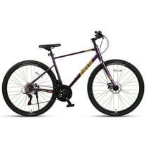 AVASTA 700C Road Adult Step-Over Hybrid Bike Bicycle for Men Woman Male Female,Lightweight Aluminum Alloy Frame with 21-Speed Gearing for City Commuting,Dual Disc Brakes,17 inch Frame,Purple