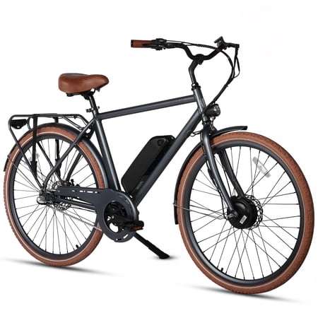 AVASTA Electric Bike for Adult Men Male 250W Motor 36V 10.4AH Battery E Bike 15 MPH 40 Miles Aluminium Frame 700C Tires 3-Speed Hybrid Road Commuting Ebike with Rear Rack LED Headlight, Grey
