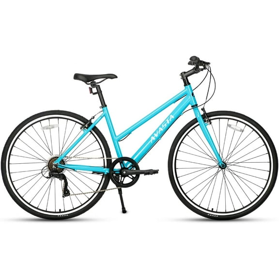 AVASTA Road Hybrid Bike for Women,Lightweight 700c Aluminum Alloy Frame, 7-Speed Drivetrain, Color Blue