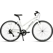 AVASTA Road Hybrid City Bike for Women,7-Speed Lightweight 700c Aluminum Alloy Frame, Color White