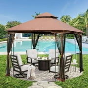 AVAWING 10 x 10FT Outdoor Gazebo, Patio Double Waterproof Soft-Top Canopy, Chocolate