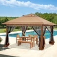 thumbnail image 1 of AVAWING 12x12 ft 39 lbs Pop-up Canopy Tent with Sidewalls-Perfect for Backyard Events, Brown, 1 of 8