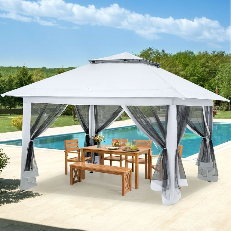 AVAWING 12x12 ft 39 lbs Pop up Canopy Tent with Sidewalls for Garden Backyard Shade White