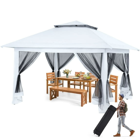 AVAWING 12x12 ft Outdoor Pop-up Canopy Tent with Sidewalls for Garden & Backyard Shade, White