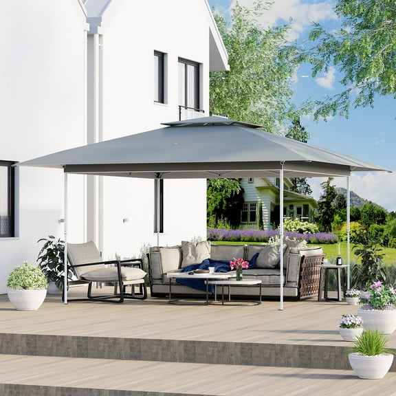 AVAWING 13x13 ft Outdoor Pop-up Canopy, Party Tent, Patio Wedding Tent, Gray