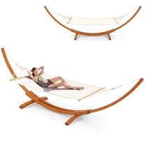 View of AVAWING 14FT Free-Standing Heavy Duty Outdoor Wooden Double Hammock ...