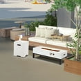 thumbnail image 1 of AVAWING 2-Piece 42" Outdoor Rectangle Propane Fire Pit Table with Tank Holder, 50,000 BTU Concrete Fire Table with Shelves, Patio Fire Pits with Auto-Ignition, Free Lava Rocks, Fits 20lb Tank, White, 1 of 7