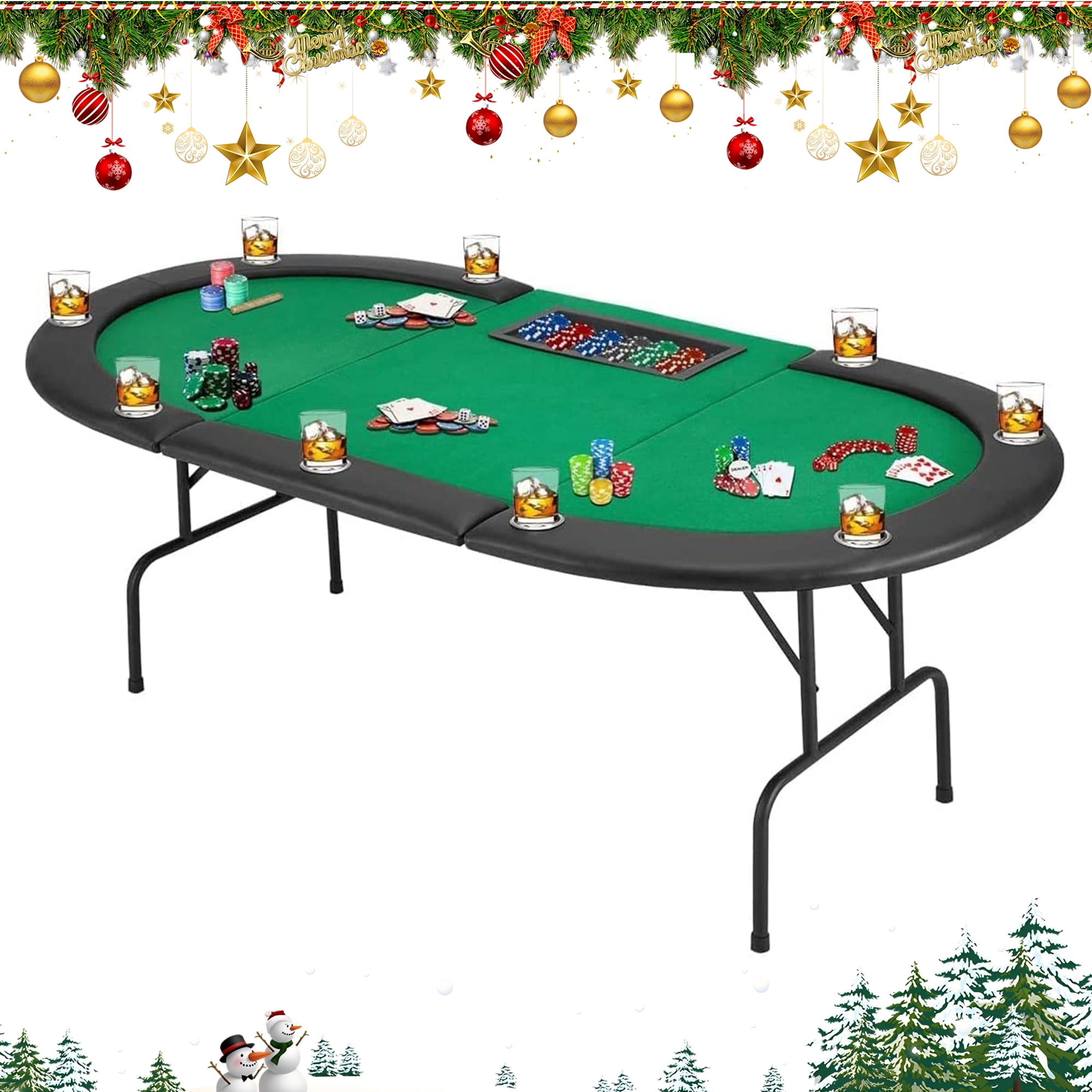 AVAWING Portable Foldable Poker Table for 9 Players, Blackjack