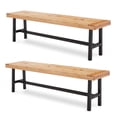 thumbnail image 1 of AVAWING 2PCS Outdoor Fir Wood Bench, Patio Wooden Picnic Dining Bench, Natural, 1 of 8