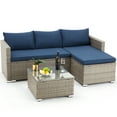 thumbnail image 1 of AVAWING 3PCS Patio Furniture Set, Outdoor Sectional Wicker Rattan Sofa Set for 3 People, Blue, 1 of 8