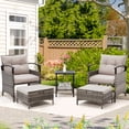 thumbnail image 1 of AVAWING 5PCS Patio Furniture Set, Outdoor Rattan Chair w/ Metal Coffee Table, Ottomans, Gray, 1 of 7