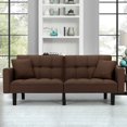 thumbnail image 1 of AVAWING 74" Modern Convertible Futon Sofa Bed, Linen Tufted Upholstered Accent Couch, Adult, Brown, 1 of 9