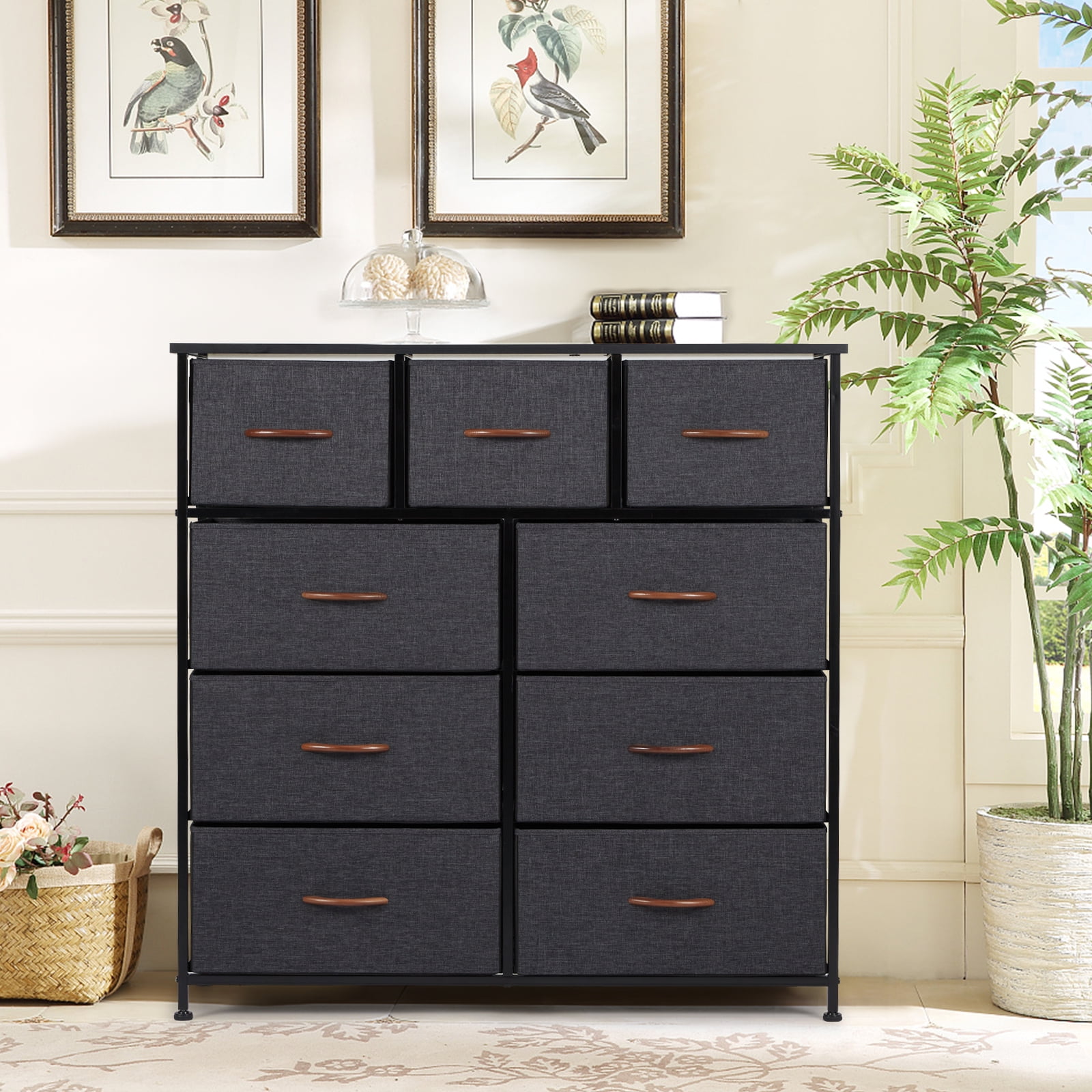 AVAWING 9Drawer Fabric Dresser Stylish Bedroom Storage Chest for Clothes Vertical Tower