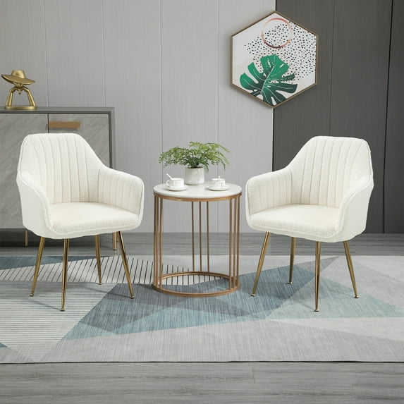 AVAWING Velvet Dining Side Chairs, White (Set of 2)