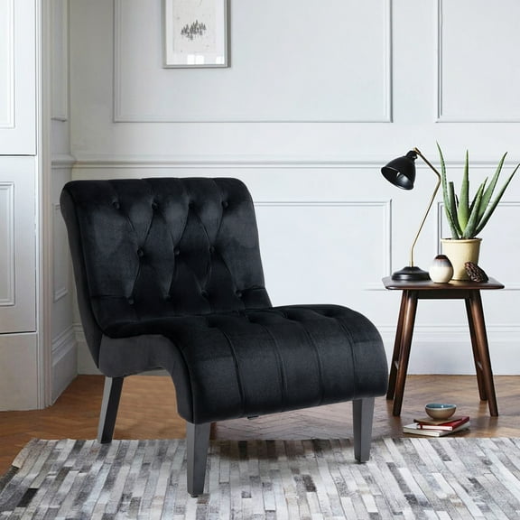 AVAWING Armless Accent Fabric Upholstered Lounge Chairs for Bedroom & Living Room, Adult, Black