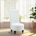 thumbnail image 1 of AVAWING Boucle High-back Chair, Retro Royal Armless Chair, Button-Tufted Throne Chair, Living Room Chair, Accent Chair with Solid Wood Legs, White, 1 of 8
