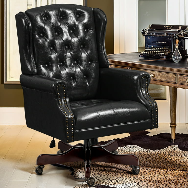 Black Faux Leather Ergonomic Classic Office Chair