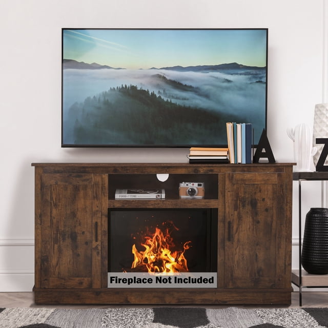 AVAWING Fireplace Console Retro MidCentury Modern TV Stand for 49 Inch