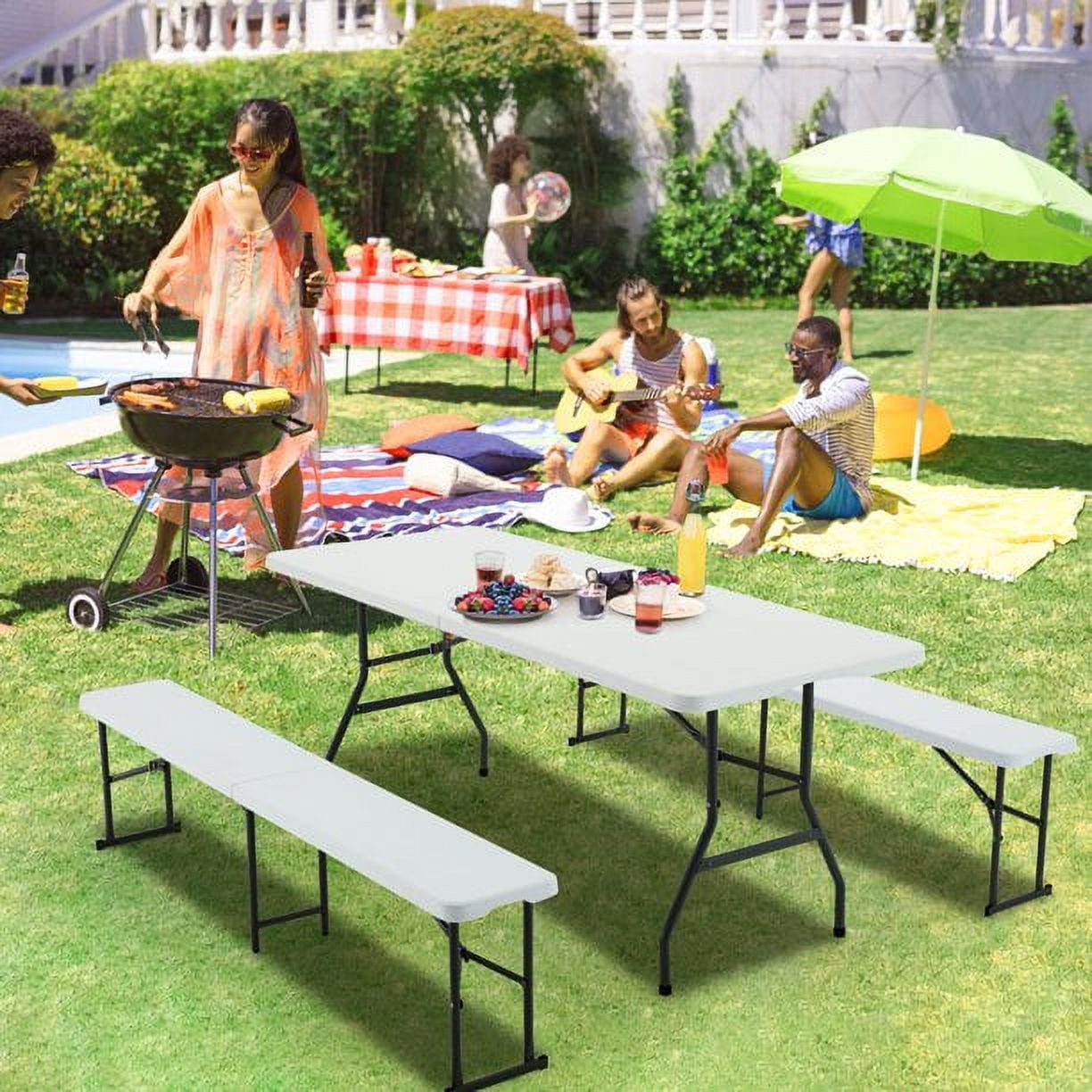 AVAWING Folding Picnic Tables with Benches (6 Ft Table & 2 Benches
