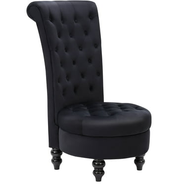 AVAWING High Back Throne Royal Chair, Upholstered Velvet Tufted Chair, Black