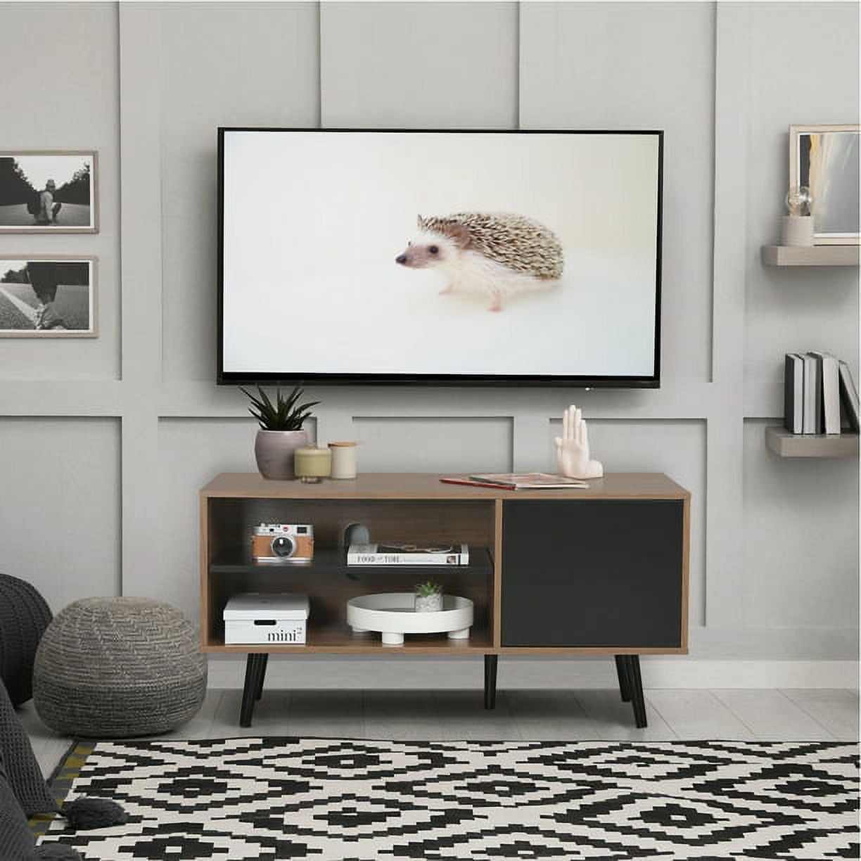 AVAWING MidCentury Media Console Modern TV Stand for 43 Inch TV, Entertainment Stand TV