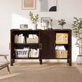 thumbnail image 1 of AVAWING Modern Buffet Cabinet, Credenza with 4 Doors, Fluted Buffet Sideboard Cabinet, Brown, 1 of 7