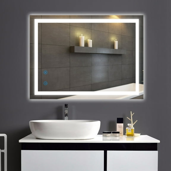AVAWING Modern LED Rectangle Bathroom Mirror, 24 x 32 inch, Waterproof, Vertical & Horizontal