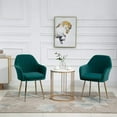 thumbnail image 1 of AVAWING Modern Living Dining Room Accent Arm Chairs Set of 2, Upholstered Seat, Golden Legs, Green, 1 of 7