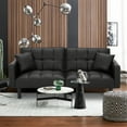 thumbnail image 1 of AVAWING Modern Upholstered Sofa Bed, Convertible Sectional Sofa, Upholstered Futon Faux Leather Couch w/ 2 Pillows, Apartment, Black, 1 of 7