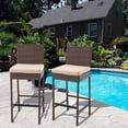 thumbnail image 1 of AVAWING Outdoor Wicker Rattan Bar Stools Set of 2 with Cushion for Backyard & Pool, Brown, 1 of 8