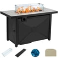 thumbnail image 1 of AVAWING Propane Fire Pit Table, 60,000 BTU Square Gas, Outdoor, Protective Cover, Stainless Steel, 1 of 7