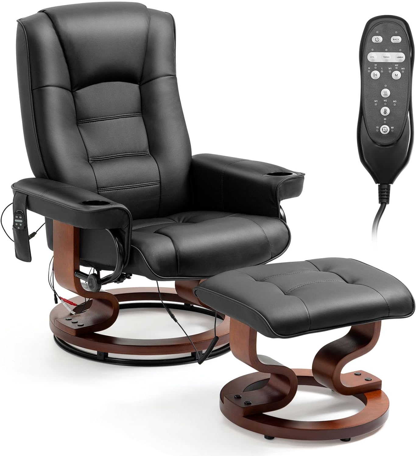 AVAWING Reclining Chair with Vibration Massage Faux Leather Recliner